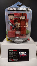 2020 Mattel Mojang Minecraft Steve in Red Leather Armor 3" Figure- On Card