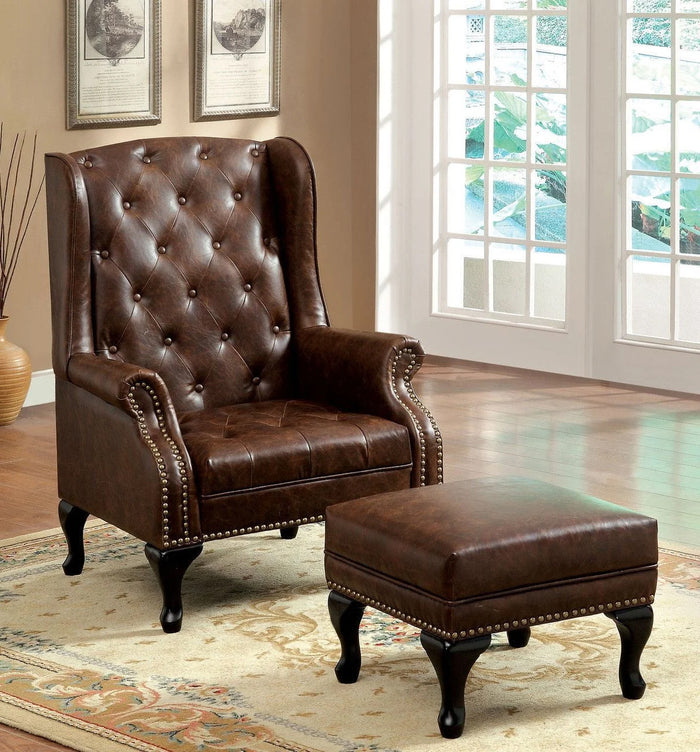 ADONIS Rustic Brown 20" Wide Ottoman