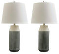 Afener - Ceramic Table Lamp (Set of 2) - Blue / Beige