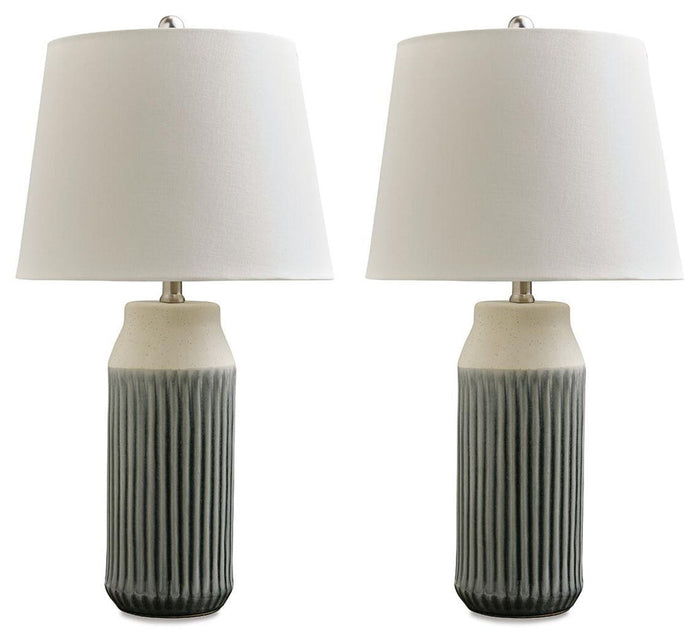 Afener - Ceramic Table Lamp (Set of 2) - Blue / Beige