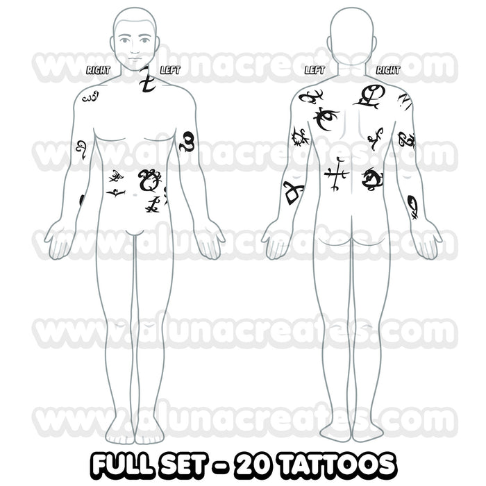 Alec Lightwood - Shadowhunters | Temporary Tattoos | FULL SET - AlunaCreates