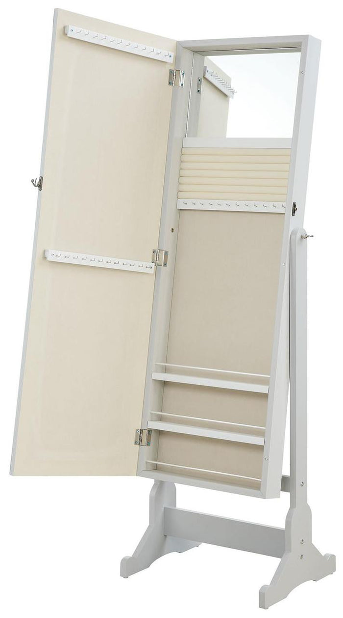ALETA Dove Gray 20" Wide Floor Mirror with Jewelry Storage