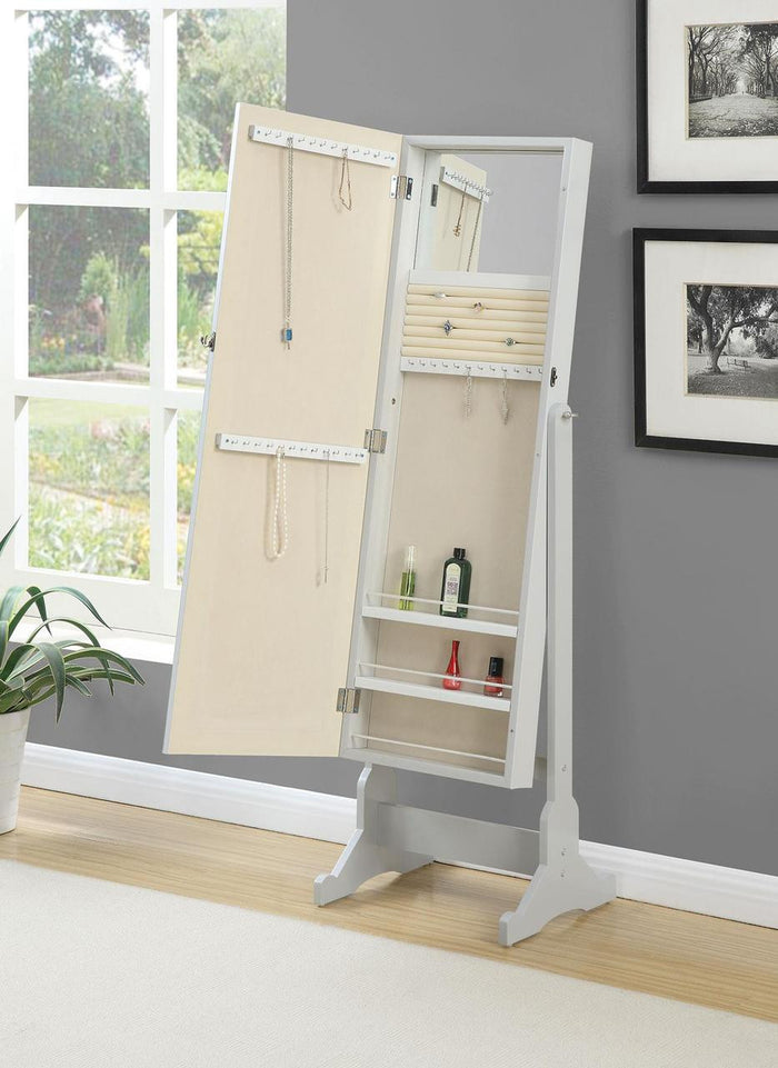 ALETA Dove Gray 20" Wide Floor Mirror with Jewelry Storage