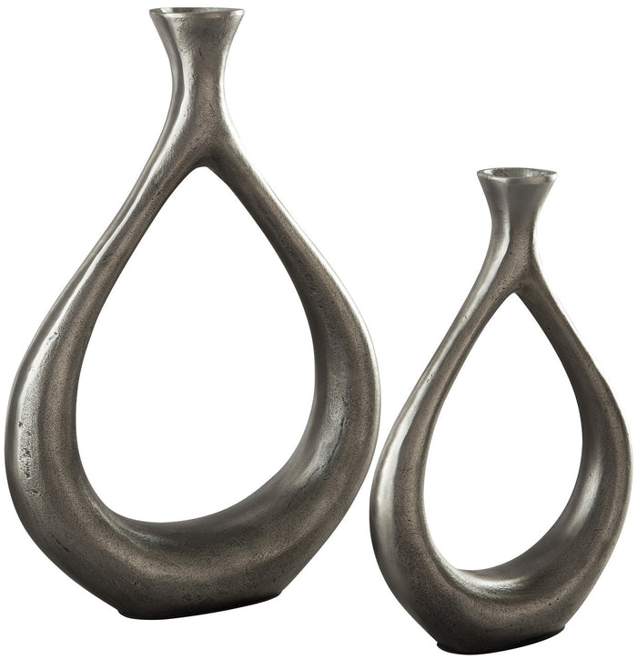 AMARE Silver Metal 19" Height Vase Pair
