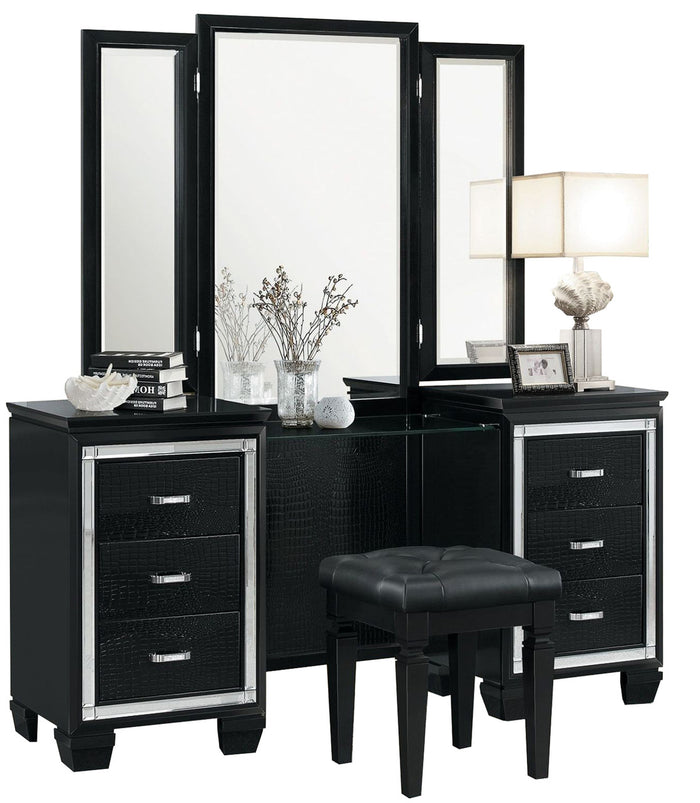 ANNIE Black 17" Wide Vanity Stool