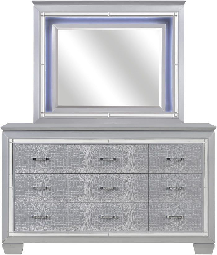 ANNIE Silver 64" Wide Lighted Dresser & Mirror