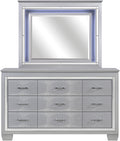 ANNIE Silver 64" Wide Lighted Dresser & Mirror