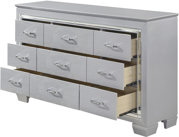 ANNIE Silver 64" Wide Lighted Dresser & Mirror