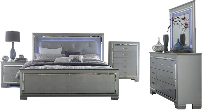 ANNIE Silver 64" Wide Lighted Dresser & Mirror