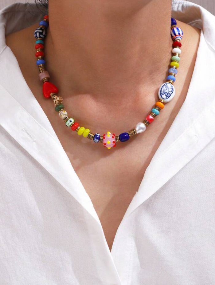 BEADED HEART NECKLACE
