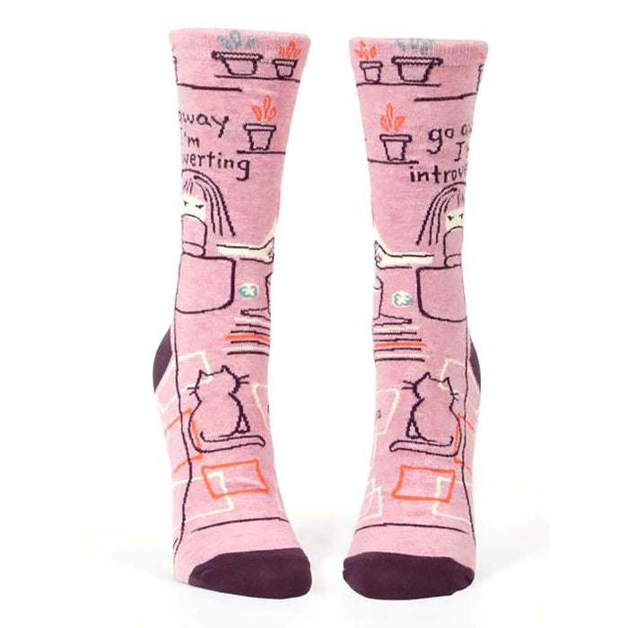 "Blue Q : Women's Crew Socks - \"Go Away I'm Introverting\" - Annie's Hallmark"