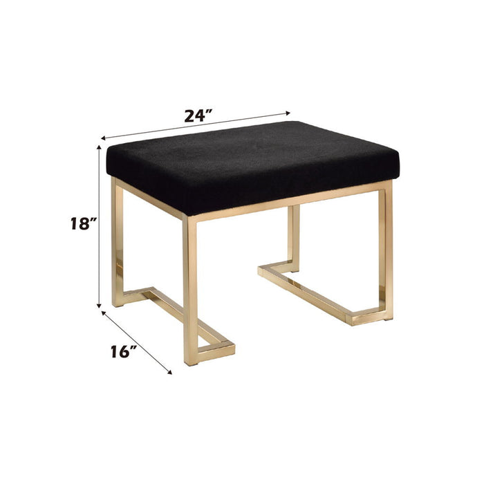 Boice - Ottoman - Black Fabric & Champagne