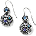 These Brighton Halo French Wire Earrings feature clusters of lavender and aqua crystals.