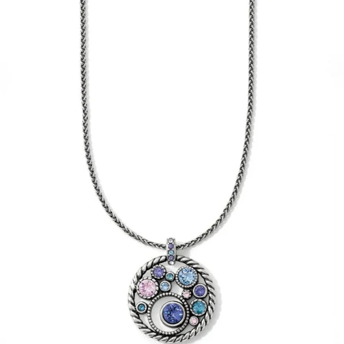Round Halo Necklace featuring an elegant circular halo pendant design