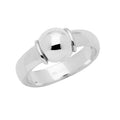 Silver ring with a spherical design on a white background