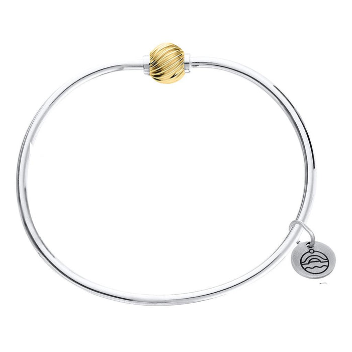 "Cape Cod • Lestage : Swirl Beaded Bangle in Sterling Silver with 14k Gold -"