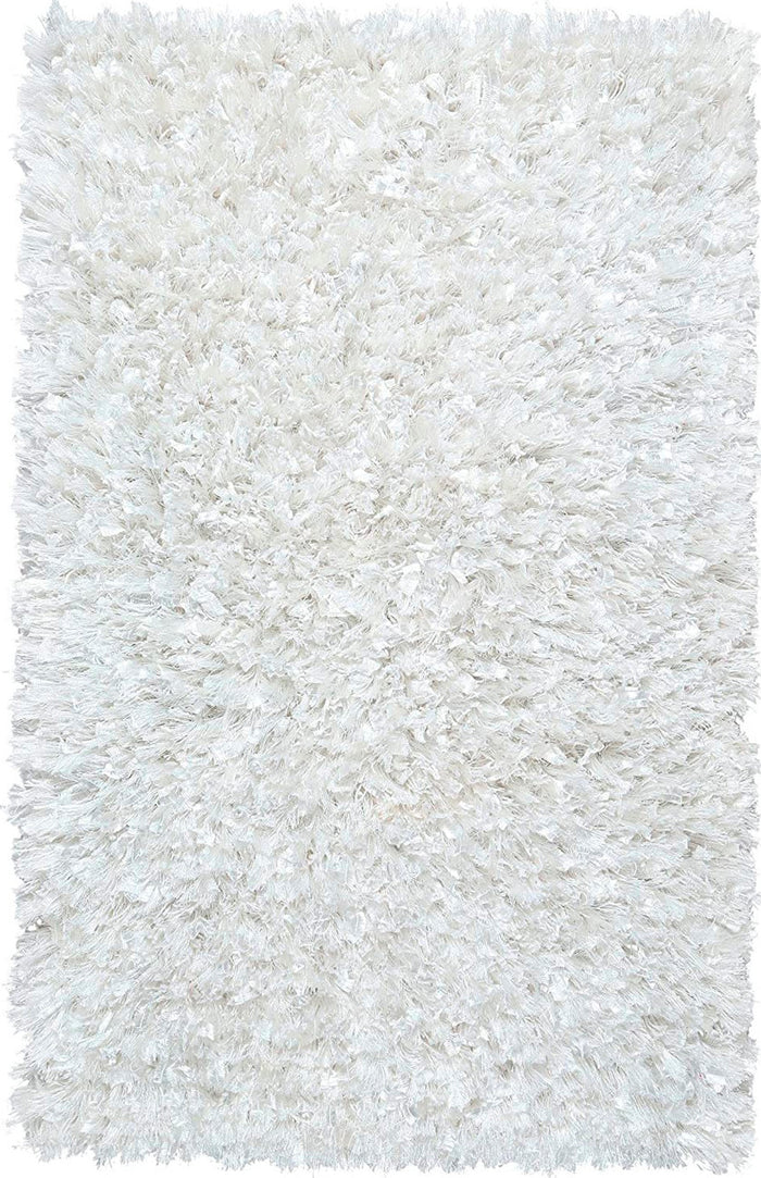 CIRRUS Off-White 5' x 8' Luxury Shaggy Area Rug with Metallic Shimmer