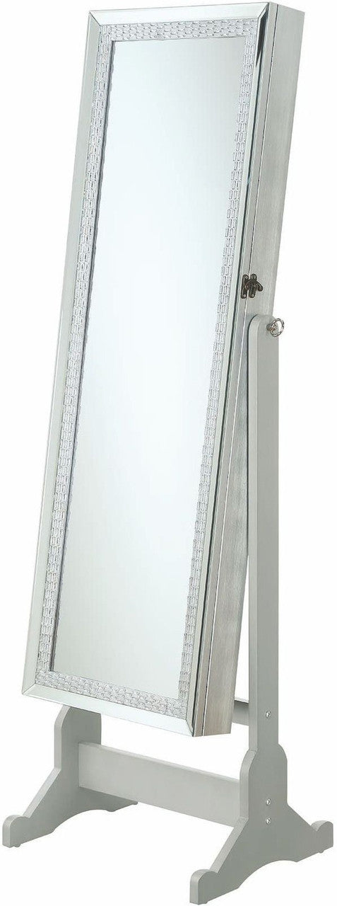 COLELLA Silver Floor Mirror with Jewelry Storage