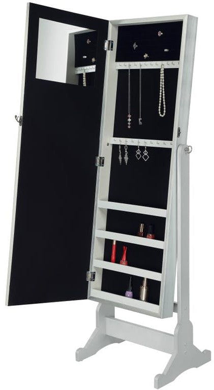 COLELLA Silver Floor Mirror with Jewelry Storage