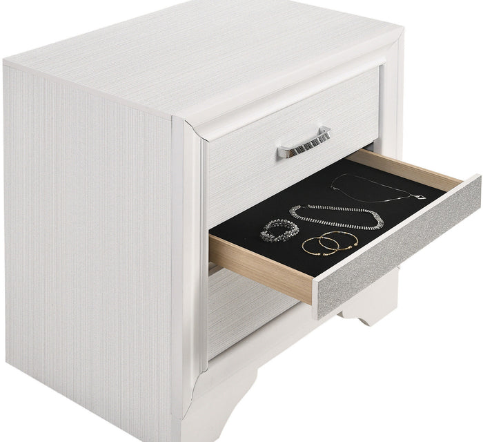 FELIZA White 26" Wide Nightstand with Hidden Drawer