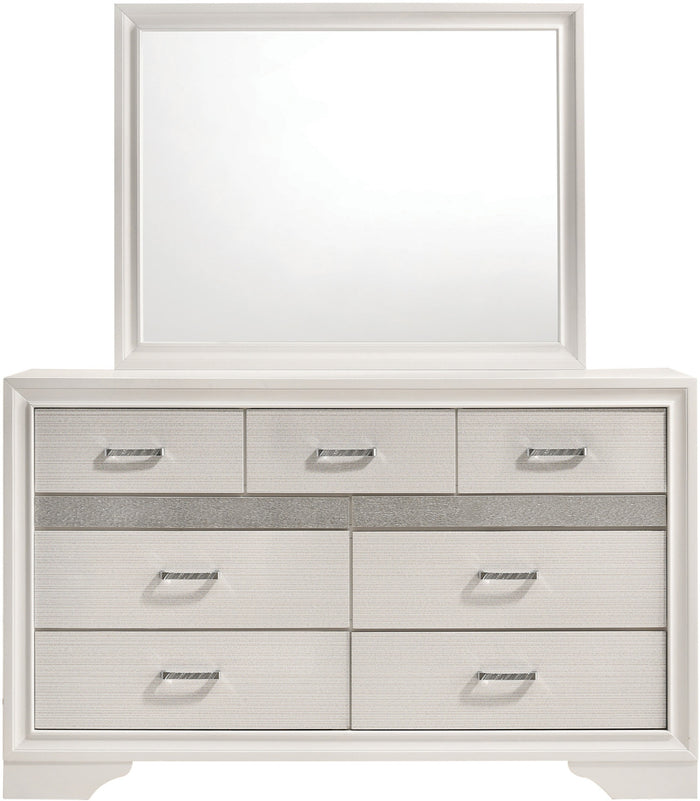 FELIZA White 63" Wide Dresser & Mirror with Hidden Drawers