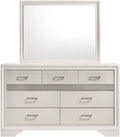 FELIZA White 63" Wide Dresser & Mirror with Hidden Drawers