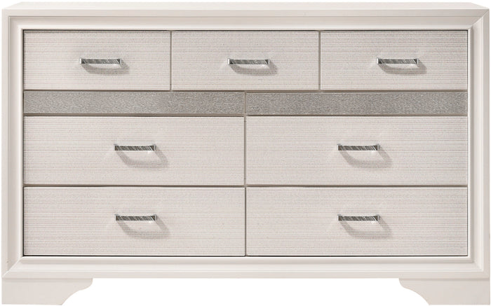 FELIZA White 63" Wide Dresser & Mirror with Hidden Drawers