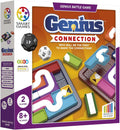 Genius Connection board game box featuring two game boards with colorful path puzzle pieces and two numbered dice.