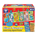 Orchard Toys Giant Number Puzzle box with colorful animal illustrations and bold numbered pieces for ages 3 plus.