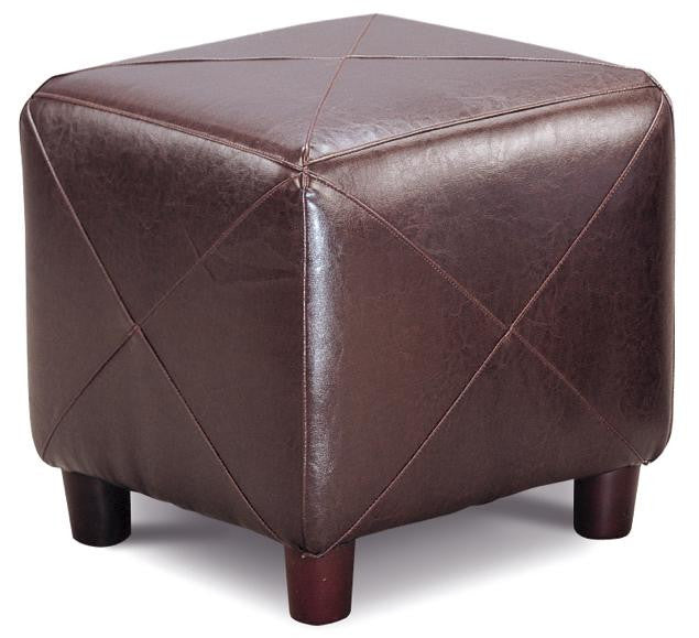 GREER Brown Leather Ottoman