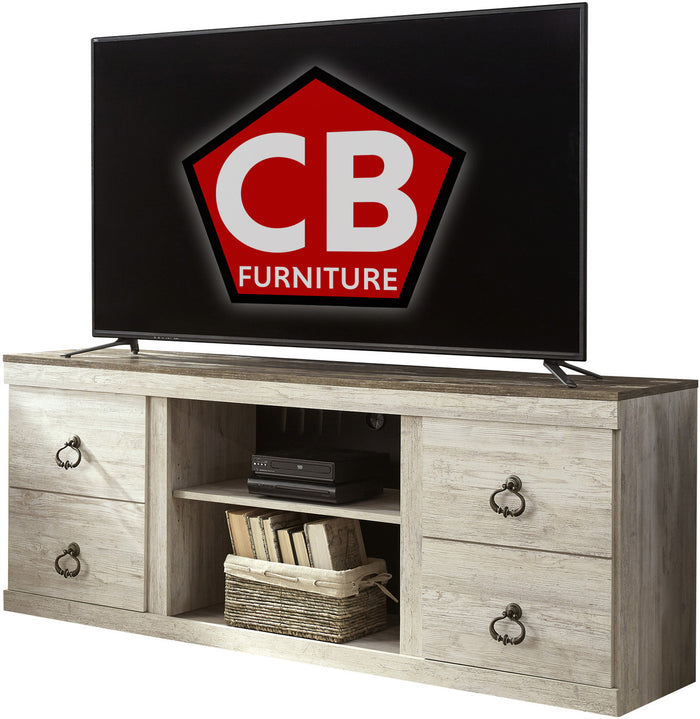HAZEN Whitewash 60" Wide TV Stand (RTA)