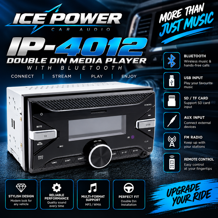 Ice Power IP-4012 Double Din Media Player with Bluetooth