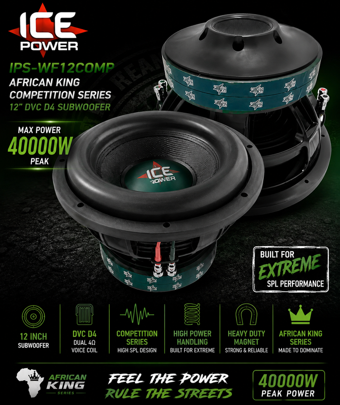Ice Power IPS-WF12COMP 12″ African King Competition Series DVC D4 Subwoofer 40000W