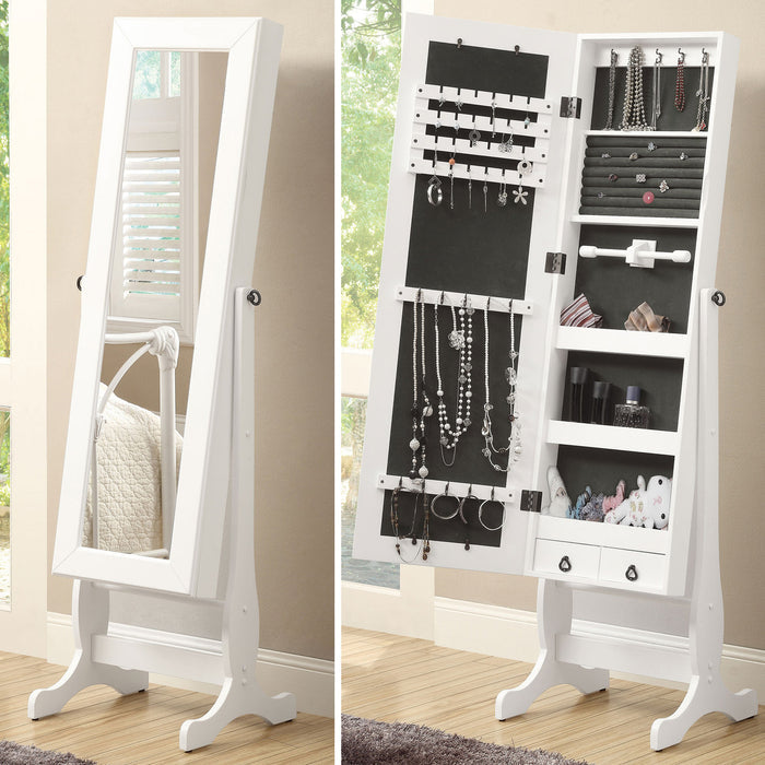 IDONIA White 19" Wide Floor Mirror with Jewelry Storage