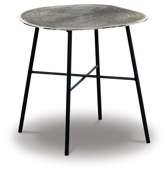 Laverford - Round End Table - Chrome / Black