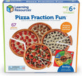 Pizza Fraction Fun game box showing four pizzas divided into fraction slices with a colorful spinner.