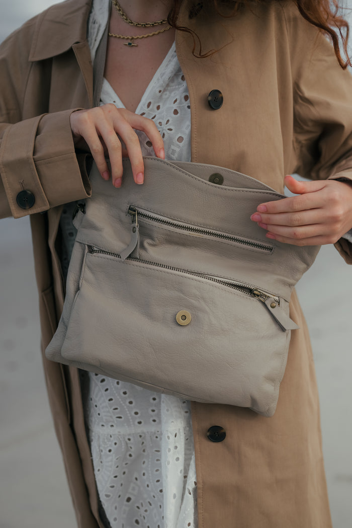 Linki fold over bag taupe