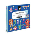Blue square magnetic storybook box featuring colorful cartoon animals in party hats playing instruments.