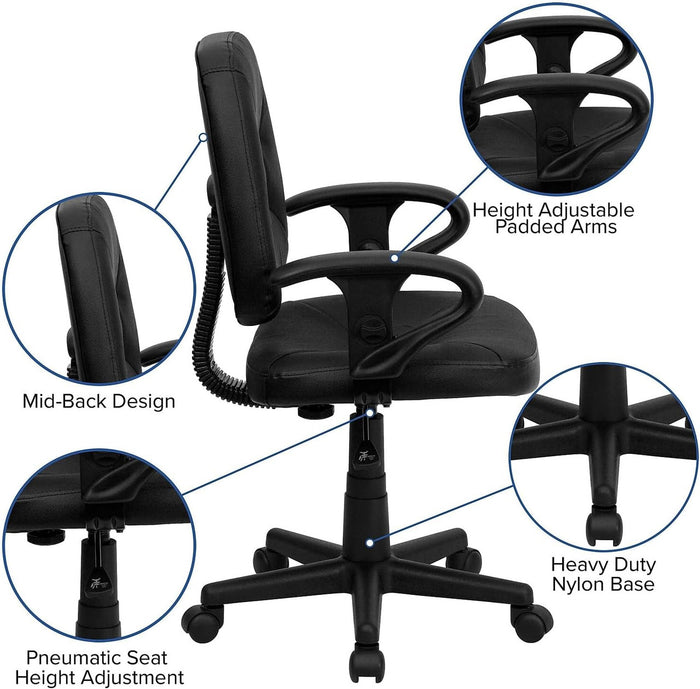MARCEO Mid-Back Ergonomic 25" Wide Office Chair With Massage