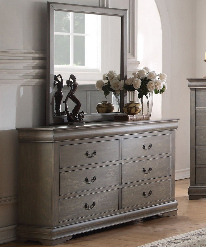 NIMES Aged Gray 58.3" Wide Dresser & Mirror