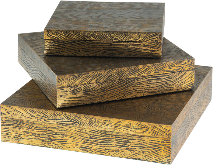 NIVIS Brass 13" Wide 3 Piece Storage Box Set