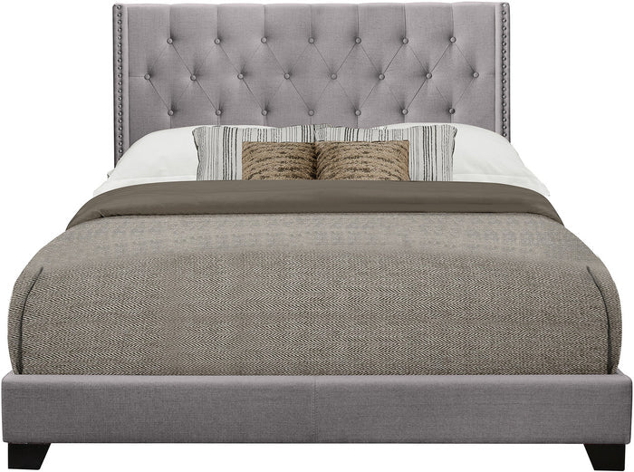 NONNA Light Gray Linen Tufted Platform Bed