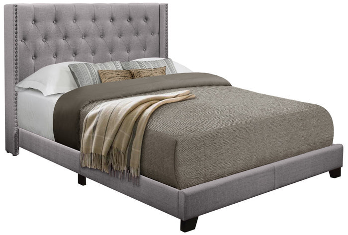 NONNA Light Gray Linen Tufted Platform Bed
