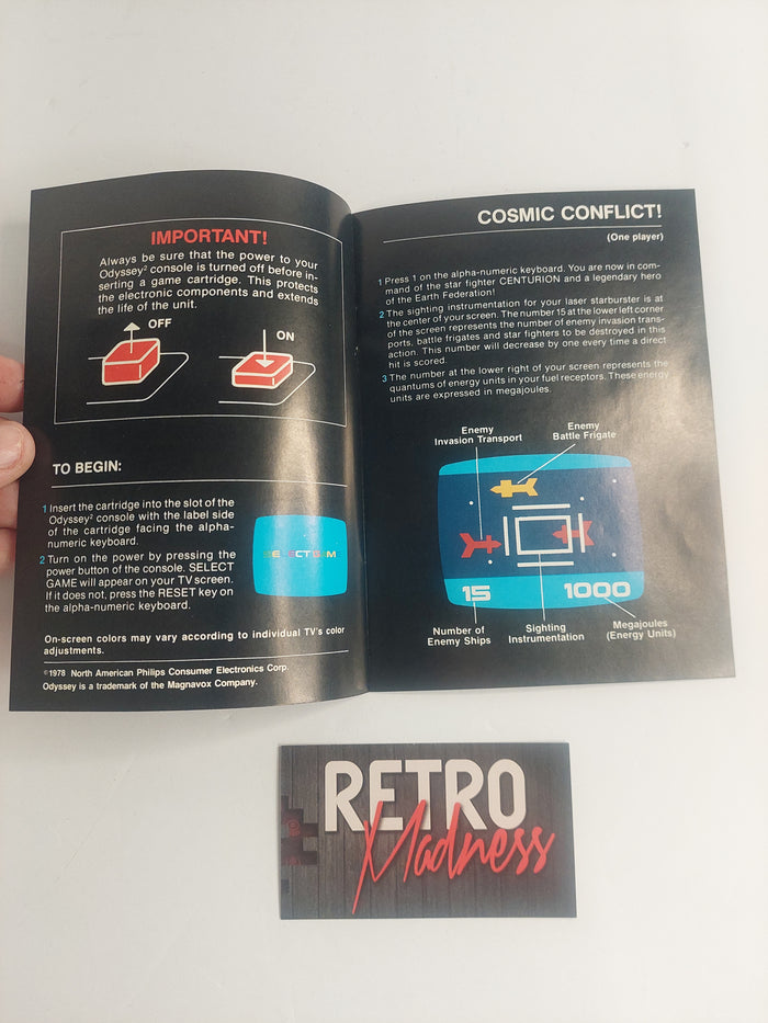 Odyssey 2 Cosmic Conflict Box and Manual ONLY No Game