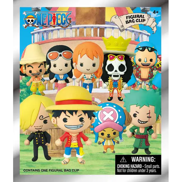 Packaging featuring nine colorful, chibi-style One Piece character figures in front of a sunny ship deck background.