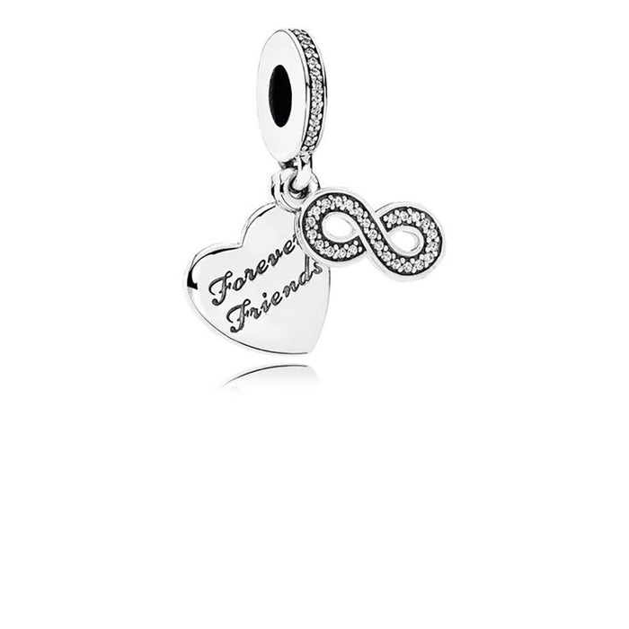 "PANDORA : Forever Friends Heart Dangle Charm -"