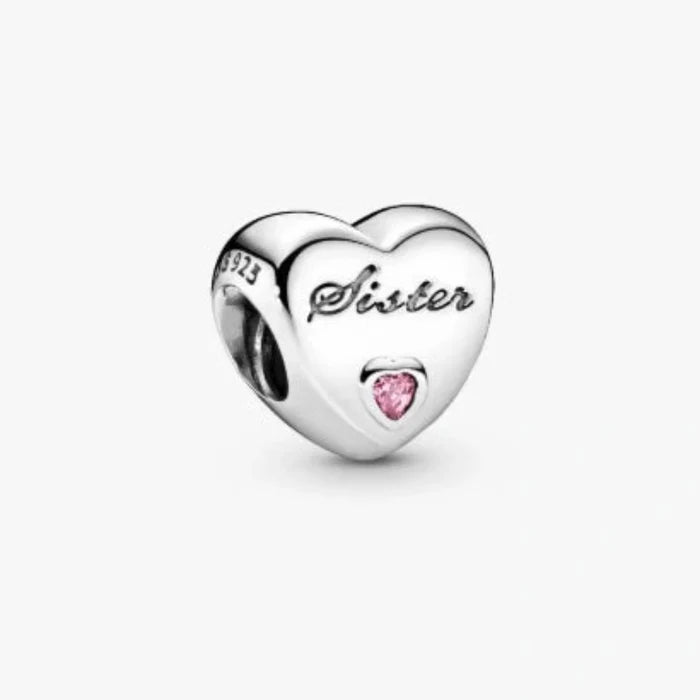 This Pandora Sister Heart Charm celebrates the special bond shared between sisters.