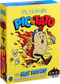 Yellow game box for Pictionary Pic-Tato featuring a running cartoon potato trailing flames and holding a pencil.