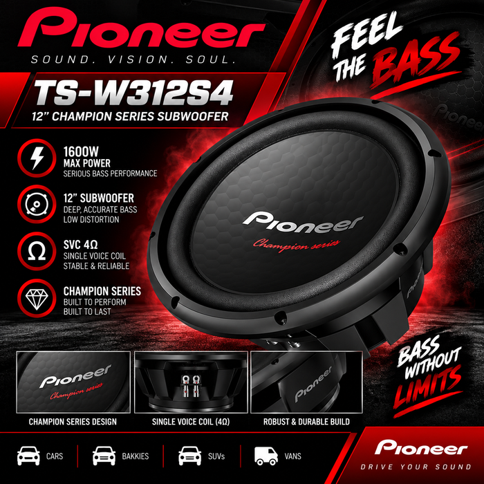 Pioneer TS-W312S4 12 1600W SVC Subwoofer