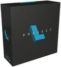 Square black game box with a large 3D cyan L-shaped block and white minimalist PROJECT text across the front.